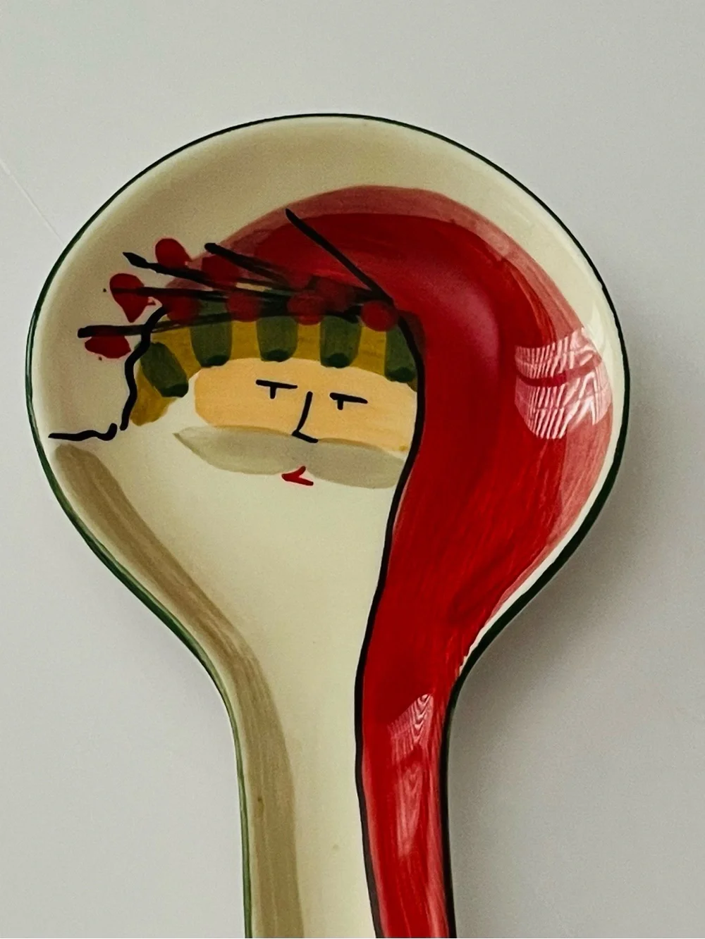 Vietri Old St Nick Santa Kitchen Spoon Rest Holder Ceramic Christmas Italy